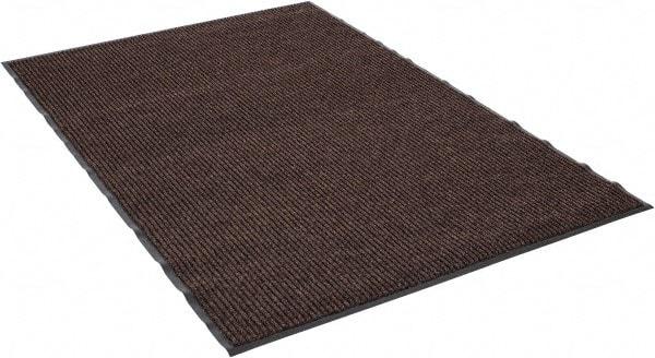 PRO-SAFE - 6 Ft. Long x 4 Ft. Wide, Poly Blended Carpet Surface, Ribbed Entrance Matting - 5/16 Inch Thick, Indoor, Medium Traffic, Vinyl, Brown - Industrial Tool & Supply