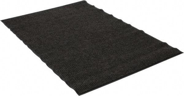 PRO-SAFE - 6 Ft. Long x 4 Ft. Wide, Poly Blended Carpet Surface, Ribbed Entrance Matting - 5/16 Inch Thick, Indoor, Medium Traffic, Vinyl, Gray - Industrial Tool & Supply