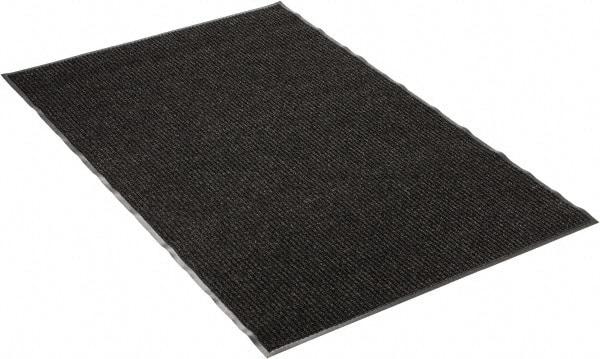 PRO-SAFE - 6 Ft. Long x 4 Ft. Wide, Poly Blended Carpet Surface, Ribbed Entrance Matting - 5/16 Inch Thick, Indoor, Medium Traffic, Vinyl, Black - Industrial Tool & Supply