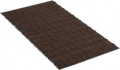 PRO-SAFE - 5 Ft. Long x 3 Ft. Wide, Poly Blended Carpet Surface, Chevron Ribbed Entrance Matting - 5/16 Inch Thick, Indoor, Medium Traffic, Vinyl, Brown, 4 Edged Side - Industrial Tool & Supply