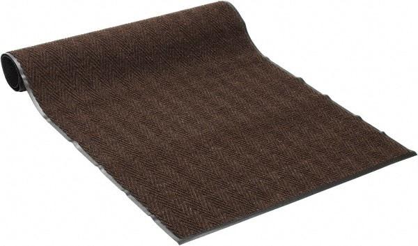 PRO-SAFE - 8 Ft. Long x 4 Ft. Wide, Poly Blended Carpet Surface, Chevron Ribbed Entrance Matting - 5/16 Inch Thick, Indoor, Medium Traffic, Vinyl, Brown, 4 Edged Side - Industrial Tool & Supply