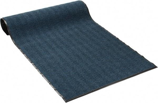 PRO-SAFE - 8 Ft. Long x 4 Ft. Wide, Poly Blended Carpet Surface, Chevron Ribbed Entrance Matting - 5/16 Inch Thick, Indoor, Medium Traffic, Vinyl, Blue, 4 Edged Side - Industrial Tool & Supply