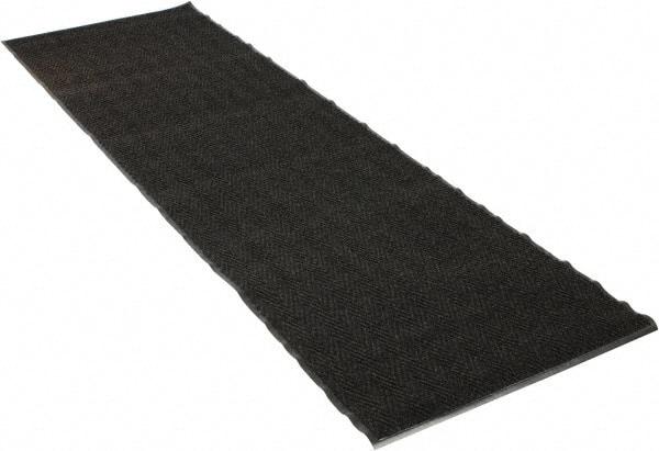 PRO-SAFE - 10 Ft. Long x 3 Ft. Wide, Poly Blended Carpet Surface, Chevron Ribbed Entrance Matting - 5/16 Inch Thick, Indoor, Medium Traffic, Vinyl, Charcoal, 4 Edged Side - Industrial Tool & Supply