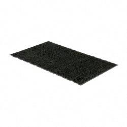 PRO-SAFE - 5 Ft. Long x 3 Ft. Wide, Poly Blended Carpet Surface, Chevron Ribbed Entrance Matting - 5/16 Inch Thick, Indoor, Medium Traffic, Vinyl, Charcoal, 4 Edged Side - Industrial Tool & Supply