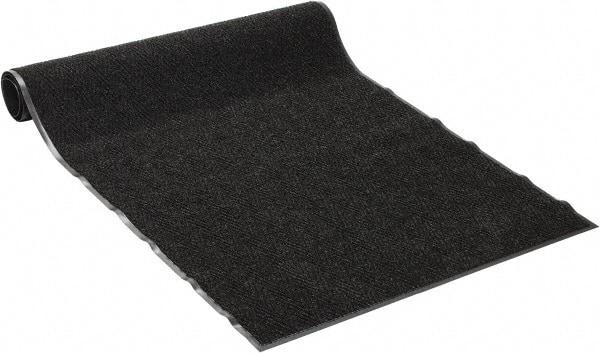 PRO-SAFE - 8 Ft. Long x 4 Ft. Wide, Poly Blended Carpet Surface, Chevron Ribbed Entrance Matting - 5/16 Inch Thick, Indoor, Medium Traffic, Vinyl, Charcoal, 4 Edged Side - Industrial Tool & Supply