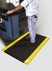 PRO-SAFE - 20' Long x 3' Wide, Dry Environment, Anti-Fatigue Matting - Black with Yellow Borders, Urethane with Vinyl Sponge Base, Beveled on 4 Sides - Industrial Tool & Supply