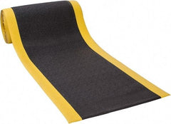 PRO-SAFE - 60' Long x 3' Wide, Dry Environment, Anti-Fatigue Matting - Black with Yellow Borders, Urethane with Vinyl Sponge Base, Beveled on 4 Sides - Industrial Tool & Supply