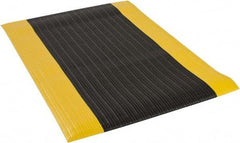 PRO-SAFE - 3' Long x 2' Wide, Dry Environment, Anti-Fatigue Matting - Black with Yellow Borders, Vinyl with Vinyl Sponge Base, Beveled on 4 Sides - Industrial Tool & Supply