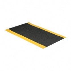 PRO-SAFE - 5' Long x 3' Wide, Dry Environment, Anti-Fatigue Matting - Black with Yellow Borders, Vinyl with Vinyl Sponge Base, Beveled on 4 Sides - Industrial Tool & Supply