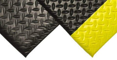 PRO-SAFE - 60' Long x 4' Wide, Dry Environment, Anti-Fatigue Matting - Black with Yellow Borders, Vinyl with Vinyl Sponge Base, Beveled on 4 Sides - Industrial Tool & Supply