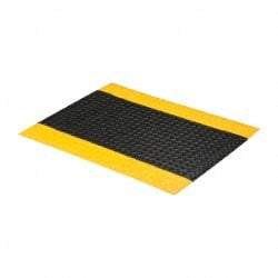 PRO-SAFE - 3' Long x 2' Wide, Dry Environment, Anti-Fatigue Matting - Black with Yellow Borders, Vinyl with Vinyl Sponge Base, Beveled on 4 Sides - Industrial Tool & Supply