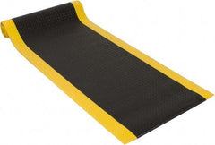 PRO-SAFE - 12' Long x 3' Wide, Dry Environment, Anti-Fatigue Matting - Black with Yellow Borders, Vinyl with Vinyl Sponge Base, Beveled on 4 Sides - Industrial Tool & Supply