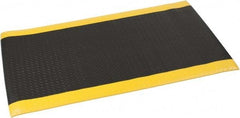 PRO-SAFE - 5' Long x 3' Wide, Dry Environment, Anti-Fatigue Matting - Black with Yellow Borders, Vinyl with Vinyl Sponge Base, Beveled on 4 Sides - Industrial Tool & Supply