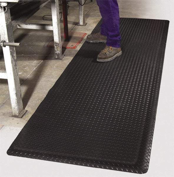 PRO-SAFE - 75' Long x 2' Wide, Dry Environment, Anti-Fatigue Matting - Black, Vinyl with Vinyl Sponge Base, Beveled on 4 Sides - Industrial Tool & Supply