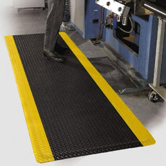PRO-SAFE - 75' Long x 2' Wide, Dry Environment, Anti-Fatigue Matting - Black with Yellow Borders, Vinyl with Vinyl Sponge Base, Beveled on 4 Sides - Industrial Tool & Supply