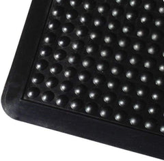 PRO-SAFE - 3' Long x 2' Wide, Dry Environment, Anti-Fatigue Matting - Black, Natural Rubber with Rubber Base, Rounded on 4 Sides - Industrial Tool & Supply