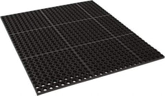 PRO-SAFE - 3' Long, Dry/Wet Environment, Anti-Fatigue Matting - Black, SBR Rubber with Rubber Base, Straight - Industrial Tool & Supply