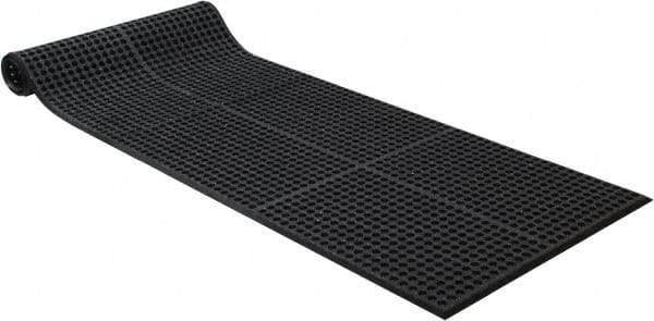 PRO-SAFE - 10' Long x 3' Wide, Dry/Wet Environment, Anti-Fatigue Matting - Black, SBR Rubber with Rubber Base, Beveled on 4 Sides - Industrial Tool & Supply