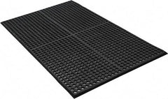 PRO-SAFE - 5' Long x 3' Wide, Dry/Wet Environment, Anti-Fatigue Matting - Black, SBR Rubber with Rubber Base, Beveled on 4 Sides - Industrial Tool & Supply