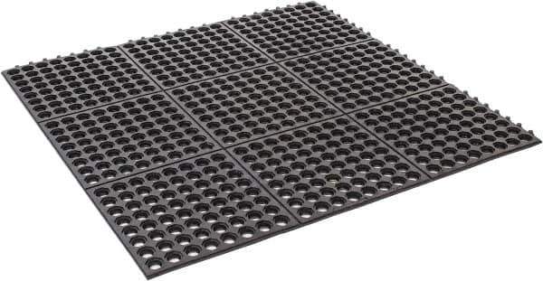 PRO-SAFE - 3' Long x 3' Wide x 5/8" Thick, Anti-Fatigue Modular Matting Tiles - 2 Interlocking Sides, Black, For Dry & Wet Areas, Series Pro-Safe - Industrial Tool & Supply