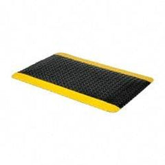PRO-SAFE - 3' Long x 2' Wide, Dry Environment, Anti-Fatigue Matting - Black with Yellow Borders, Vinyl with Vinyl Sponge Base, Beveled on 4 Sides - Industrial Tool & Supply