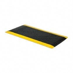 PRO-SAFE - 5' Long x 3' Wide, Dry Environment, Anti-Fatigue Matting - Black with Yellow Borders, Vinyl with Vinyl Sponge Base, Beveled on 4 Sides - Industrial Tool & Supply