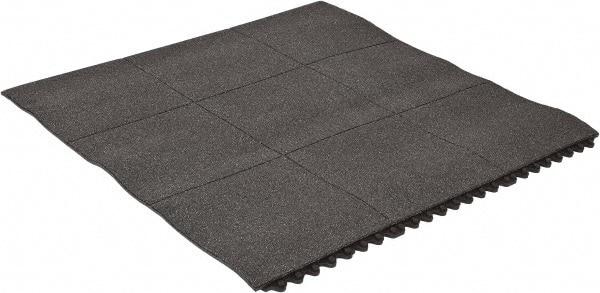 PRO-SAFE - 3' Long x 3' Wide x 5/8" Thick, Anti-Fatigue Modular Matting Tiles - 2 Interlocking Sides, Black, For Dry & Wet Areas, Series Pro-Safe - Industrial Tool & Supply