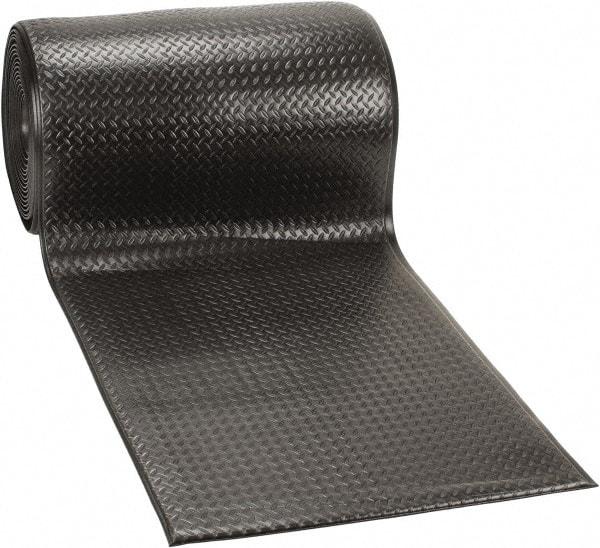 PRO-SAFE - 60' Long x 3' Wide, Dry Environment, Anti-Fatigue Matting - Black, Vinyl with Vinyl Sponge Base, Beveled on 4 Sides - Industrial Tool & Supply