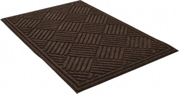 PRO-SAFE - 3 Ft. Long x 2 Ft. Wide, Poly Blended Carpet Surface, Raised Diamond Pattern Entrance Matting - 1/4 Inch Thick, Indoor, Heavy Traffic, Recycled Rubber, Walnut - Industrial Tool & Supply