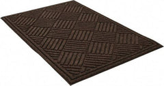 PRO-SAFE - 3 Ft. Long x 2 Ft. Wide, Poly Blended Carpet Surface, Raised Diamond Pattern Entrance Matting - 1/4 Inch Thick, Indoor, Heavy Traffic, Recycled Rubber, Walnut - Industrial Tool & Supply