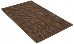 PRO-SAFE - 5 Ft. Long x 3 Ft. Wide, Poly Blended Carpet Surface, Raised Diamond Pattern Entrance Matting - 1/4 Inch Thick, Indoor, Heavy Traffic, Recycled Rubber, Walnut - Industrial Tool & Supply