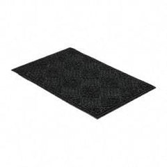 PRO-SAFE - 3 Ft. Long x 2 Ft. Wide, Poly Blended Carpet Surface, Raised Diamond Pattern Entrance Matting - 1/4 Inch Thick, Indoor, Heavy Traffic, Recycled Rubber, Black - Industrial Tool & Supply