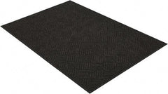 PRO-SAFE - 6 Ft. Long x 4 Ft. Wide, Poly Blended Carpet Surface, Raised Diamond Pattern Entrance Matting - 1/4 Inch Thick, Indoor, Heavy Traffic, Recycled Rubber, Black - Industrial Tool & Supply