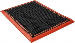PRO-SAFE - Dry/Wet Environment, Anti-Fatigue Matting - Black with Orange Borders, Natural Rubber with Rubber Base, Beveled on 4 Sides - Industrial Tool & Supply