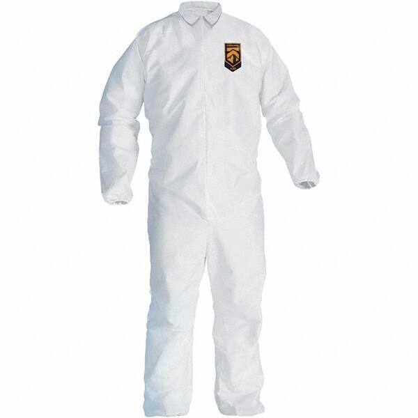 KleenGuard - Size L SMS General Purpose Coveralls - White, Zipper Closure, Elastic Cuffs, Elastic Ankles, Seamless - Industrial Tool & Supply