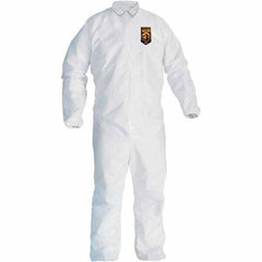 KleenGuard - Size L SMS General Purpose Coveralls - White, Zipper Closure, Elastic Cuffs, Elastic Ankles, Seamless - Industrial Tool & Supply