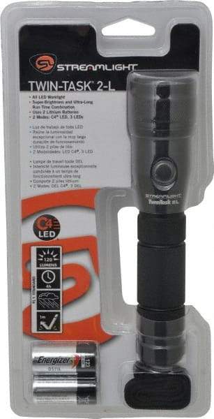 Streamlight - White LED Bulb, 120 Lumens, Industrial/Tactical Flashlight - Black Aluminum Body, 2 Lithium Batteries Included - Industrial Tool & Supply