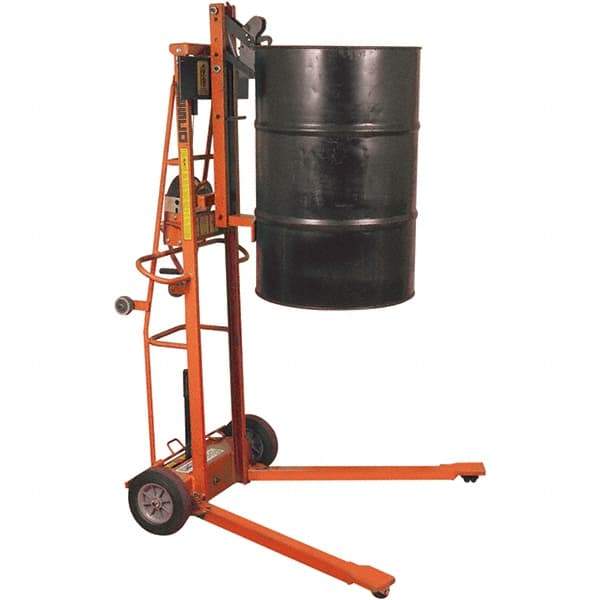 Wesco Industrial Products - 750 Lb Load Capacity, 30, 55 & 85 Gal Drum Lifter - 30" Wide x 70-3/4" High, 2 Steel Wheels - Industrial Tool & Supply