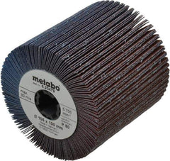 Metabo - 4" Diam, 80 Grit Zirconia Alumina Flap Wheel - 5/8" Hole, 4" Wide, Coated, Medium Grade - Industrial Tool & Supply