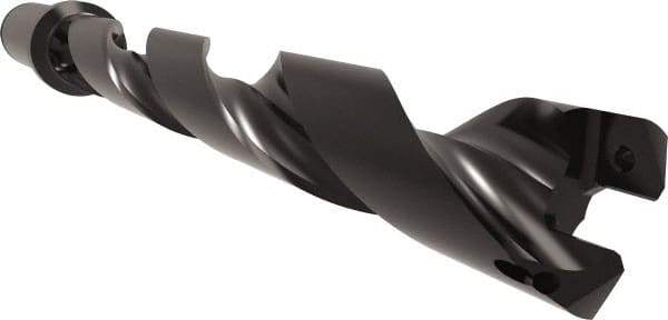 Allied Machine and Engineering - Series 24, 24 to 26mm Diam, 1" Diam Straight Shank with Flange, Helical Flute Spade Drill - 7-11/64" Max Depth, 8-37/64" Body Length, 10-55/64" OAL, Standard Length, Through Coolant - Industrial Tool & Supply