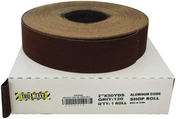 Tru-Maxx - 2" x 50 Yd 280 Grit Aluminum Oxide Cloth Roll - Very Fine Grade, J Weighted Backing - Industrial Tool & Supply