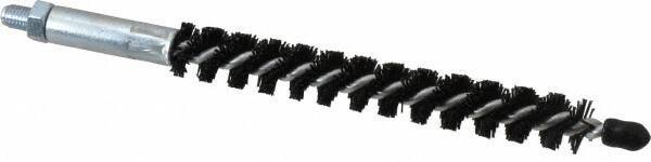 Schaefer Brush - 4" Brush Length, 1/2" Diam, Nylon Single Stem, Single Spiral Condenser Tube Brush - 6-1/4" Long, Nylon, 1/4-28 Male Connection - Industrial Tool & Supply