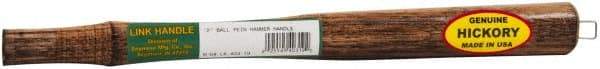 Made in USA - 12" Long Replacement Handle for Ball Pein, Machinist & Riveting Hammers - 3/4" Eye Length x 7/16" Eye Width, Hickory, Material Grade Type B - Industrial Tool & Supply