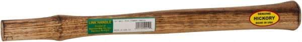 Made in USA - 18" Long Replacement Handle for Ball Pein, Machinist & Riveting Hammers - 1-3/16" Eye Length x 11/16" Eye Width, Hickory, Material Grade Type B - Industrial Tool & Supply