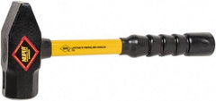 NUPLA - 4 Lb Head Forged Steel Cross Pein Hammer - 14" Fiberglass Handle, 1-3/4" Face Diam, 14" OAL - Industrial Tool & Supply