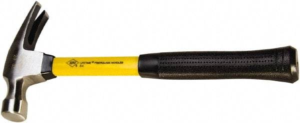 NUPLA - 1-1/4 Lb Head, Straight Rip Claw Standard Hammer - 14" OAL, Forged Steel Head, Fiberglass Handle with Grip - Industrial Tool & Supply