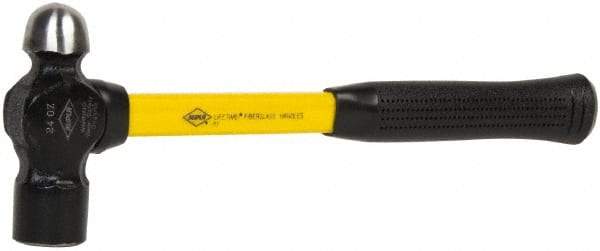 NUPLA - 1-1/2 Lb Head High Carbon Steel Ball Pein Hammer - 14" Fiberglass Handle, 1-21/64" Face Diam, 14" OAL, Fiberglass with Cushion Grip - Industrial Tool & Supply