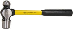 NUPLA - 3 Lb Head High Carbon Steel Ball Pein Hammer - 16" Fiberglass Handle, 1-5/8" Face Diam, 16" OAL, Fiberglass with Cushion Grip - Industrial Tool & Supply