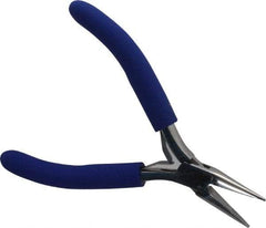 Aven - 4-1/2" OAL, 15/16" Jaw Length x 23/64" Jaw Width, Long Nose Chain Nose Pliers - Serrated Jaw, Standard Head, ESD Cushion Handles, with Spring - Industrial Tool & Supply