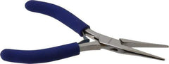 Aven - 5" OAL, 1-7/16" Jaw Length x 23/64" Jaw Width, Long Nose Chain Nose Pliers - Smooth Jaw, Standard Head, ESD Cushion Handles, with Spring - Industrial Tool & Supply